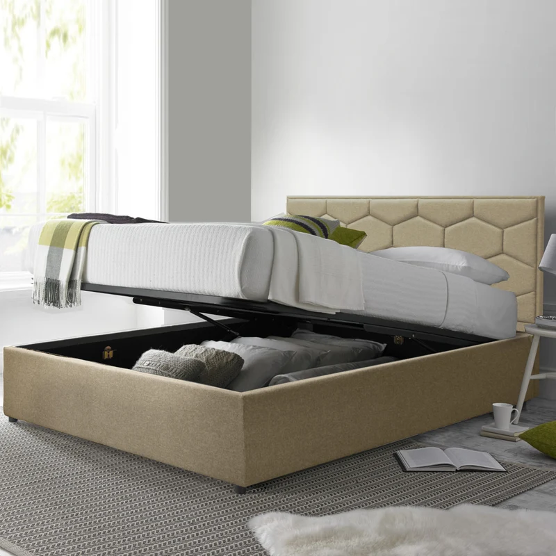 Lit coffre VariLuxe innovant - Tête de lit interchangeable : Tissu et grand coffre