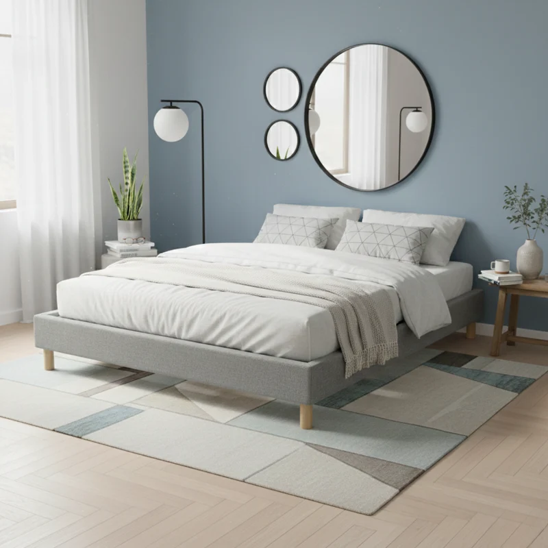 Sommier tissu, cadre de lit, pieds bois, maintien bassin - Collection Deco