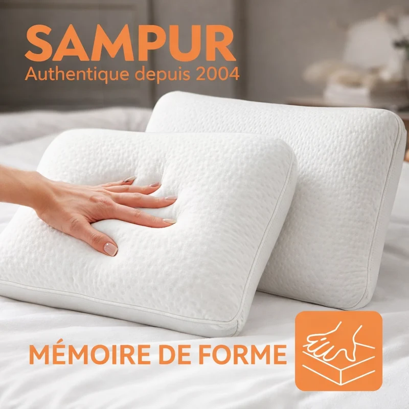 Oreiller mémoire de forme Fantasia bleu : Ergonomique et micro perforée