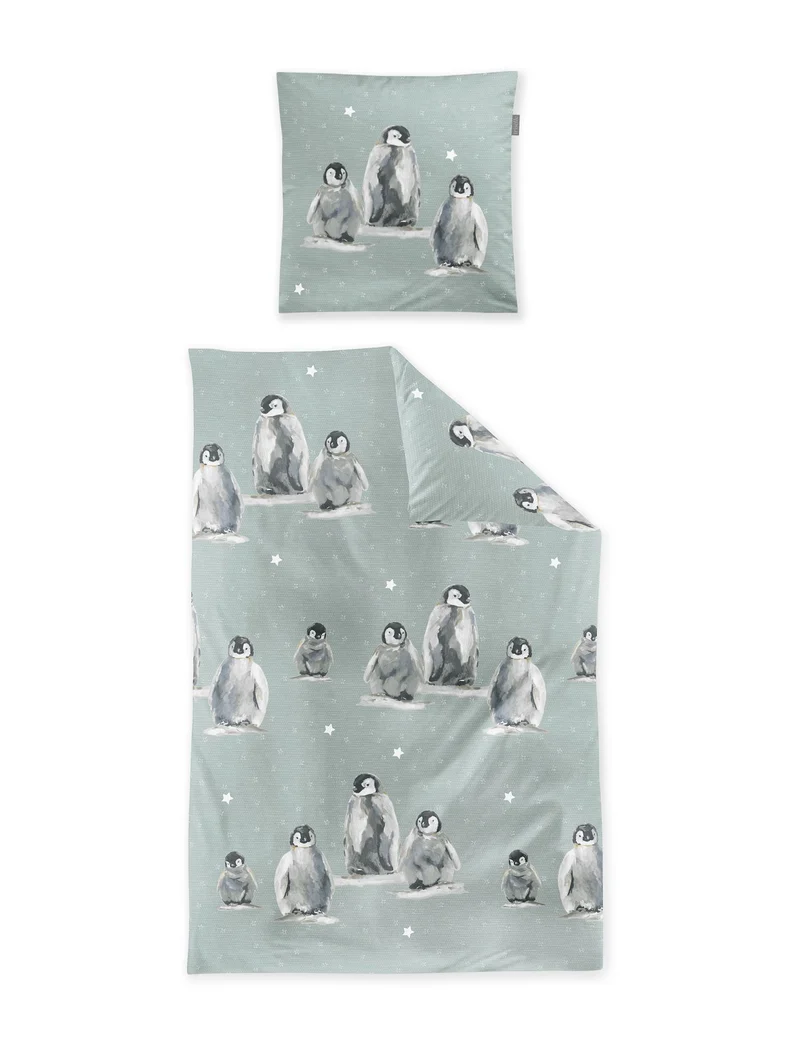 Irisette Feinbiber-Bettwäsche Panda 8645-20 Pinguin jade