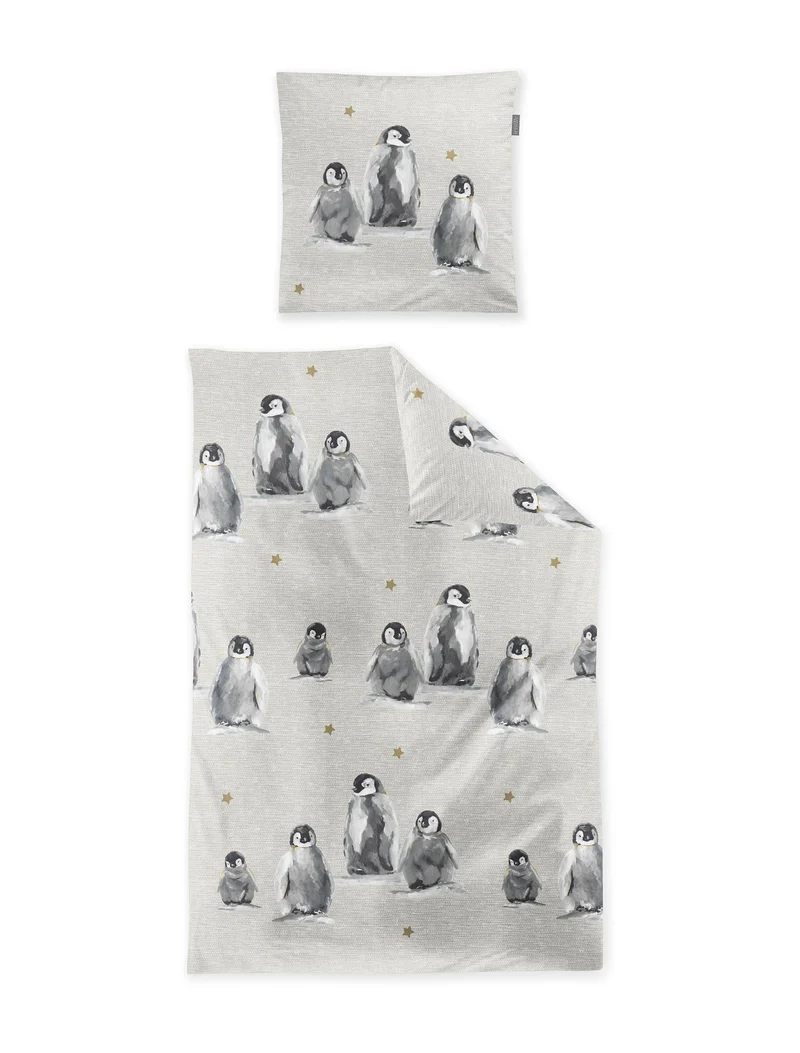 Irisette Feinbiber-Bettwäsche Panda 8645-80 Pinguin natur