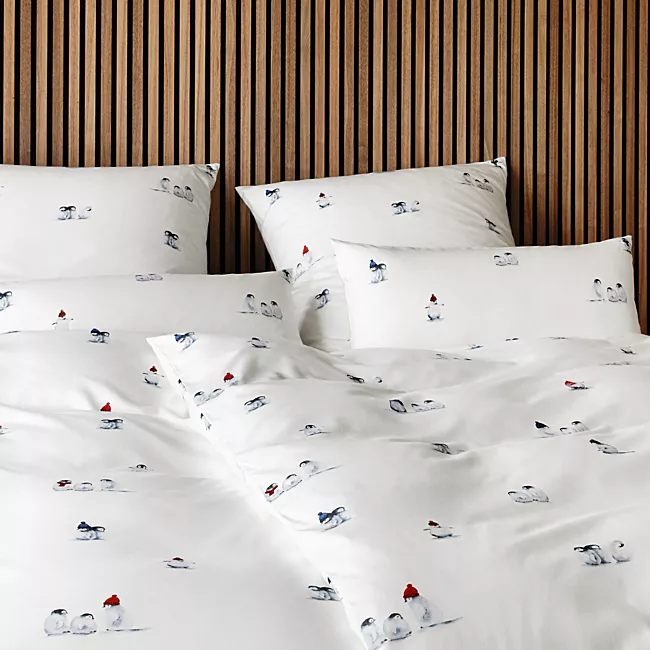 Elegante Softflanell Bettwäsche Pinguin Party