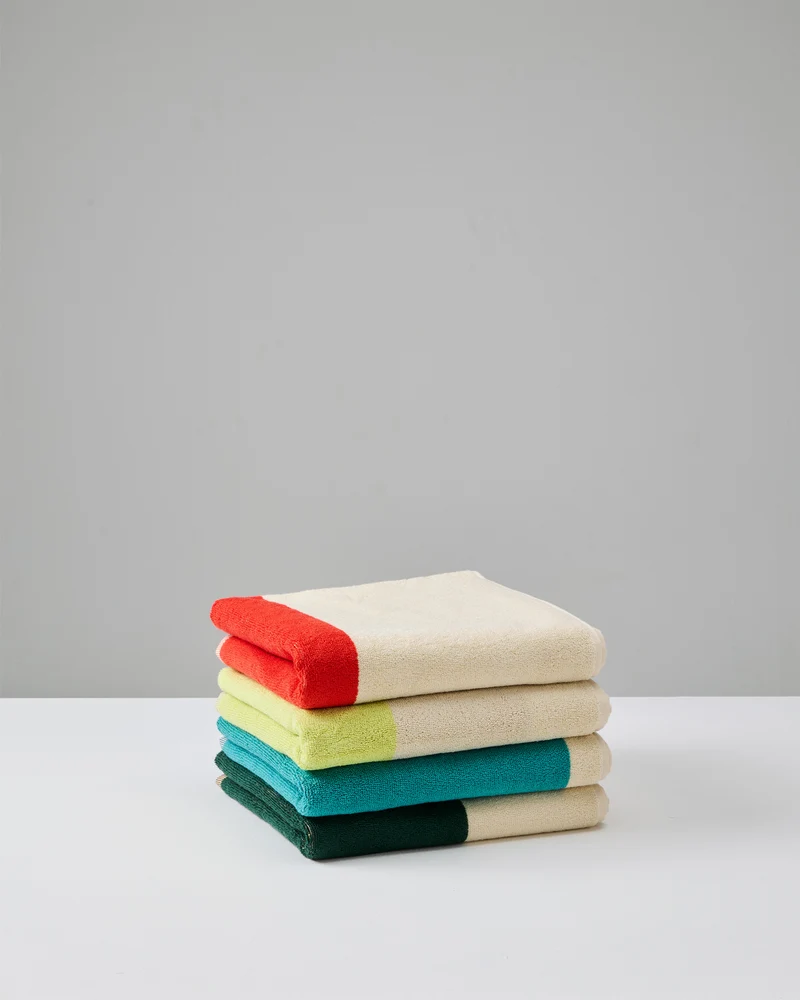 Handdoeken Set Turquoise Red Lime Dark Green (4 st.)