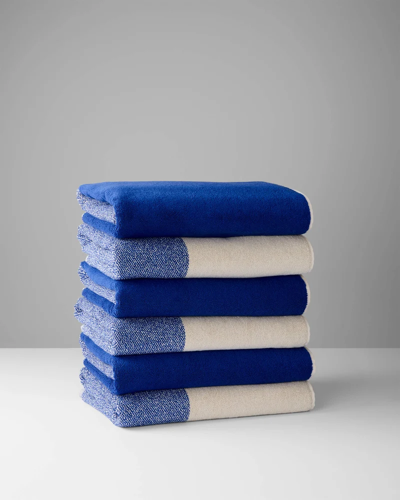 Badhanddoeken Set Blend Cobalt Blue Ecru (2 st.)