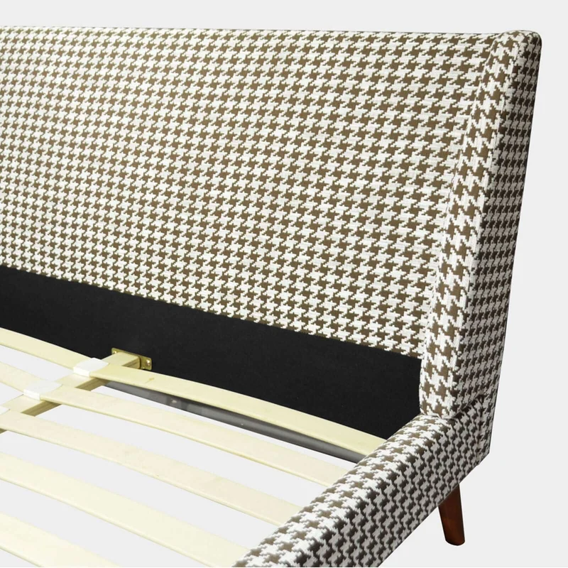 Lit vintage tissu, sommier à lattes flexibles bois - Collection Coco