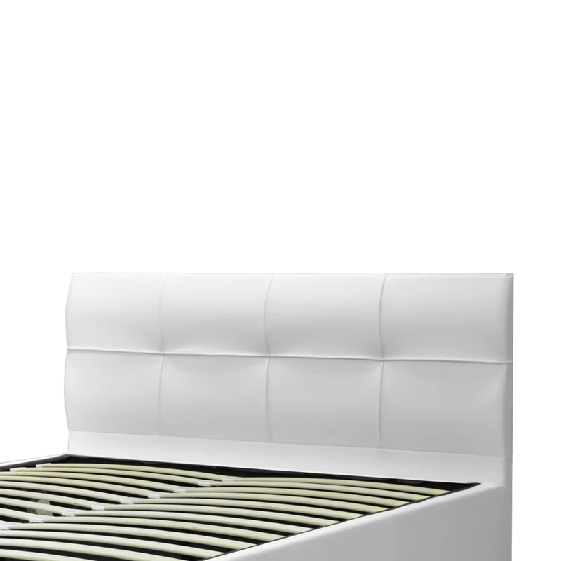 Lit grand coffre avec tête de lit capitonnée en simili cuir - Collection VariLuxe