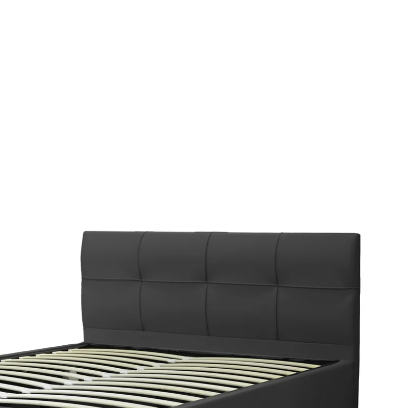 Lit grand coffre avec tête de lit capitonnée en simili cuir - Collection VariLuxe