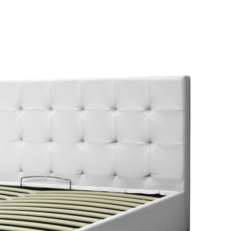 Lit grand coffre avec tête de lit capitonnée en simili cuir - Collection VariLuxe