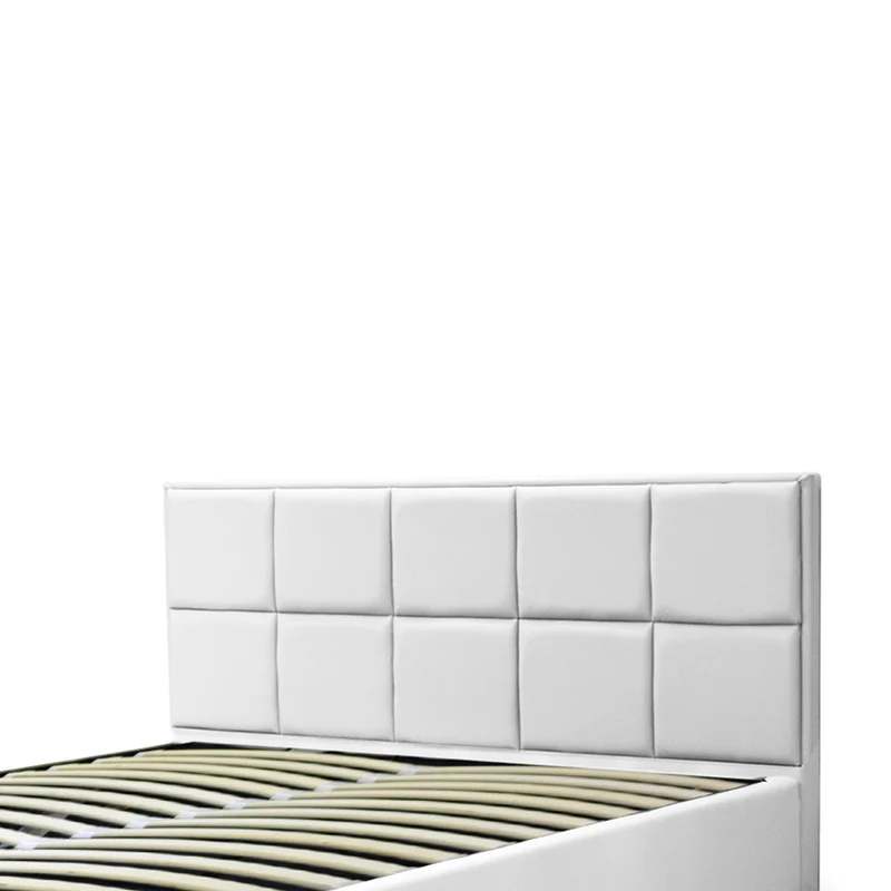 Lit grand coffre avec tête de lit capitonnée en simili cuir - Collection VariLuxe
