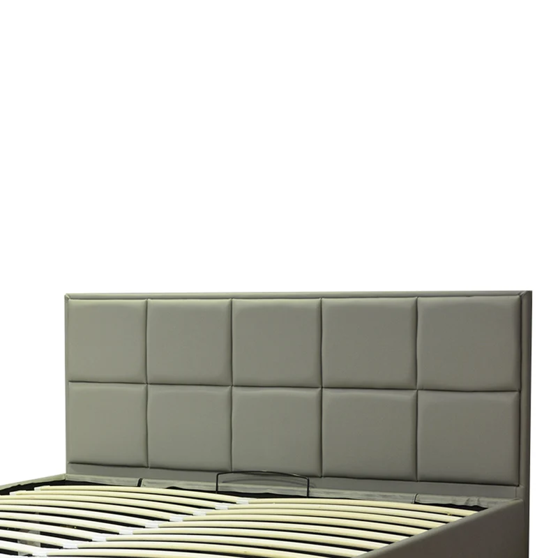 Lit grand coffre avec tête de lit capitonnée en simili cuir - Collection VariLuxe