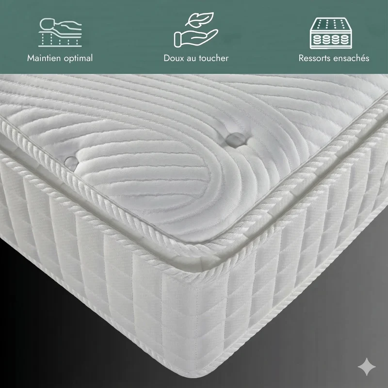 Matelas ressorts, mémoire de forme, soulagement articulaire - Collection Perle