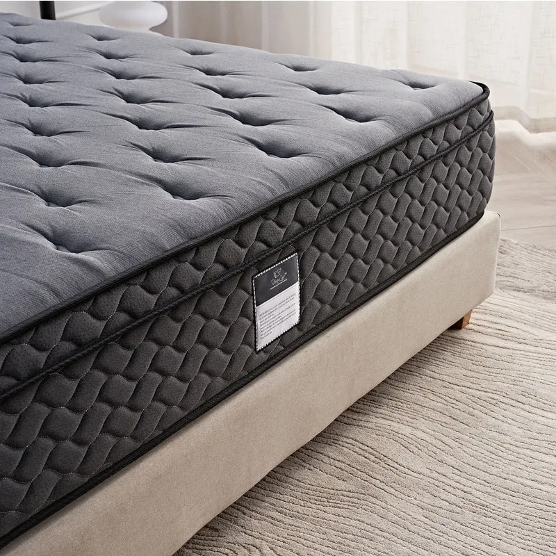 Pack lit, sommier tissu Eva gris foncé, matelas bio - Collection Luxury