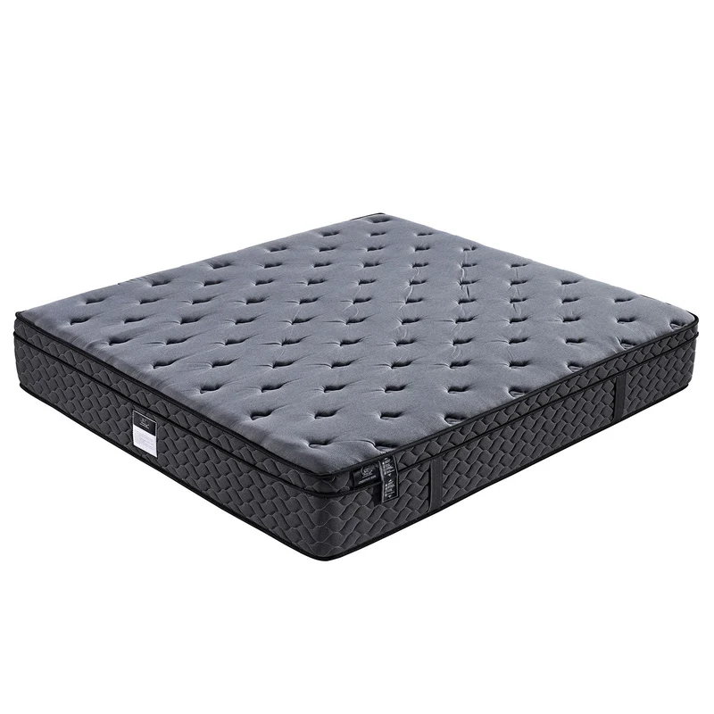 Pack lit, sommier tissu Eva gris foncé, matelas bio - Collection Luxury
