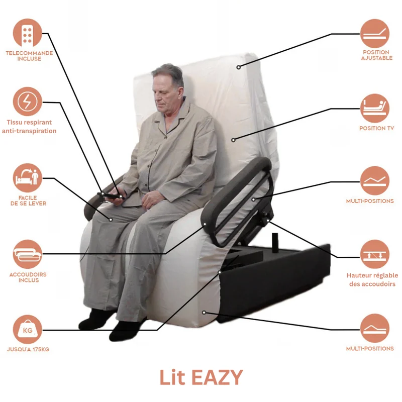 Lit releveur électrique, autonomie renforcée - Collection Eazy