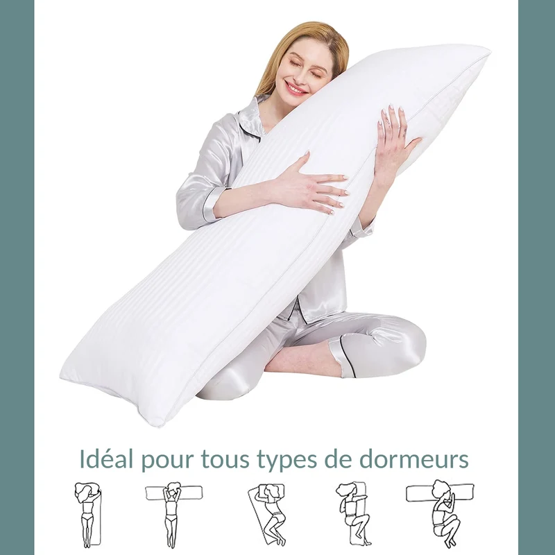 Traversin mémoire de forme, soutien cervical, déhoussable - Collection Prestige
