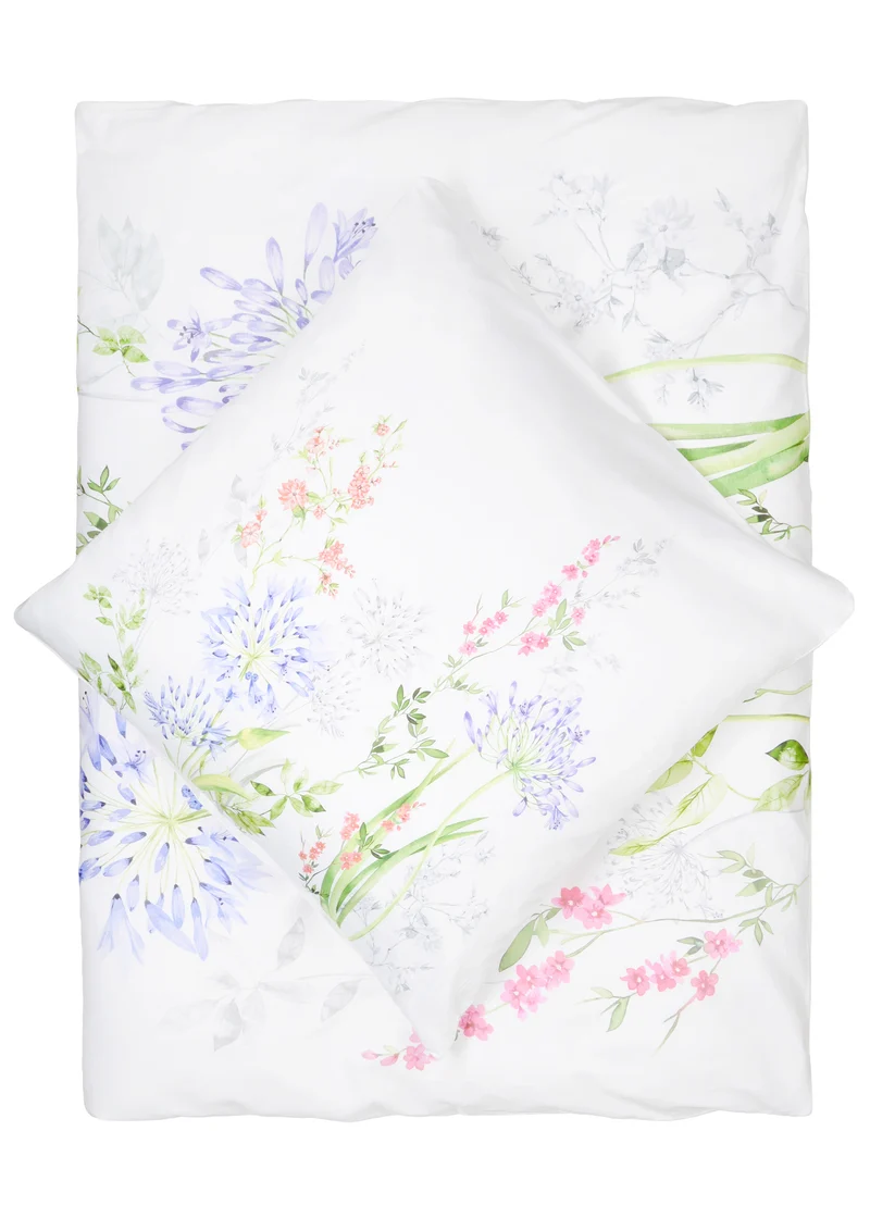 Janine Mako-Satin Bettwäsche Flower weiß