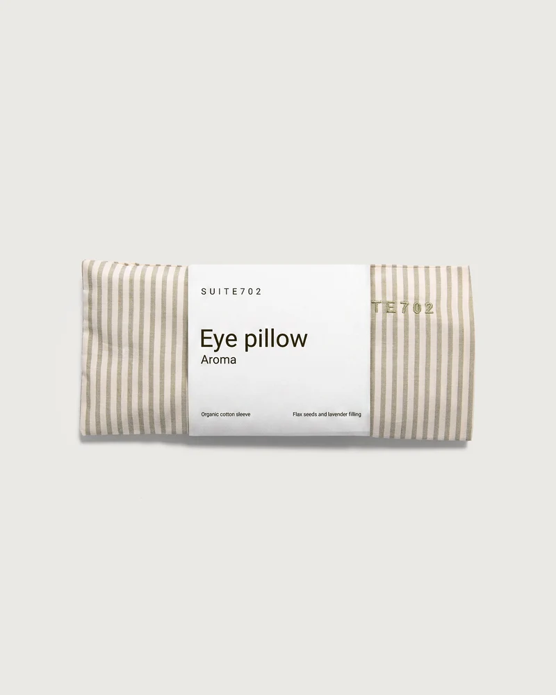 Aroma Eye Pillow Streep Olive Ecru