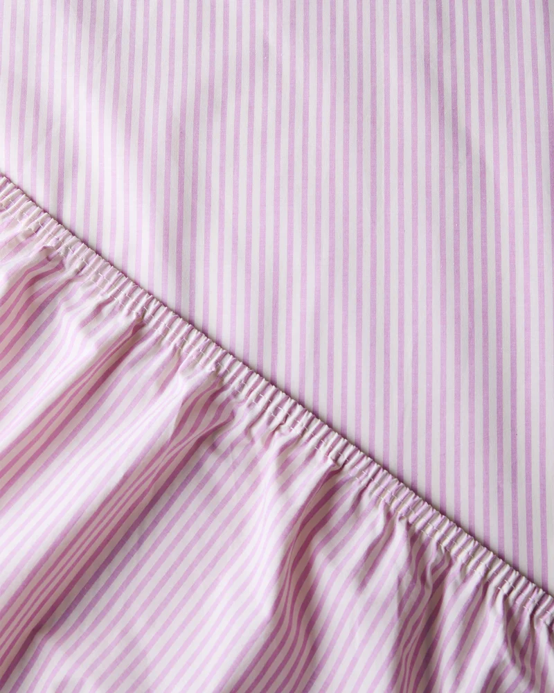 Hoeslaken Katoen Streep Pink Ecru