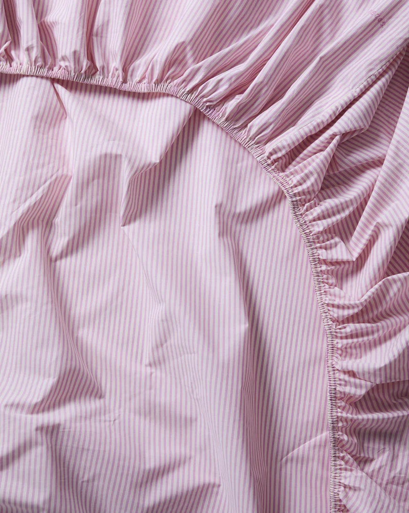 Hoeslaken Katoen Streep Pink Ecru