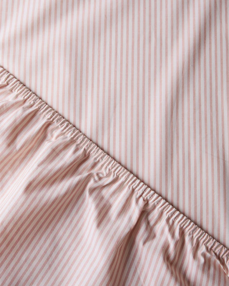 Hoeslaken Katoen Streep Peach Ecru