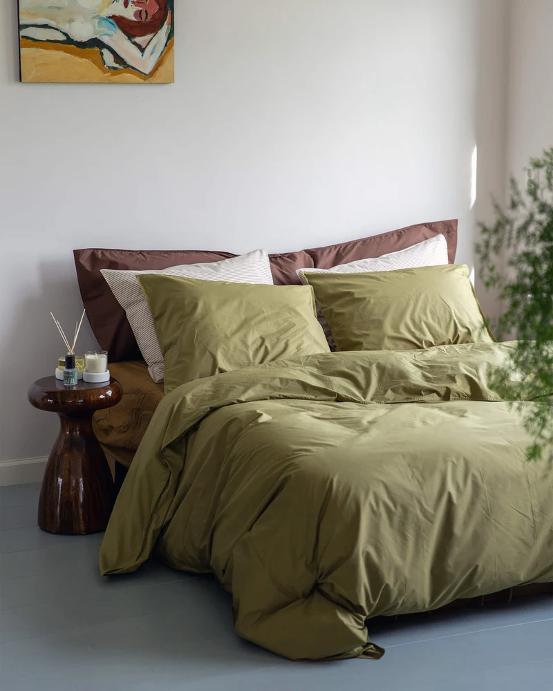 Beddengoed Set Katoen Olive Green