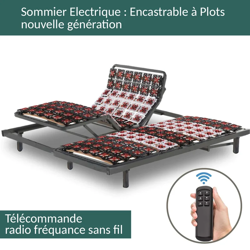 Sommier électrique orthopédique à plots, encastrable - Collection Technoflex