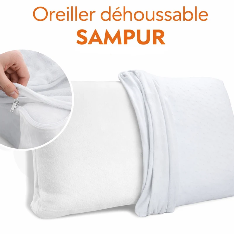 Oreiller mémoire de forme, ergonomique, déhoussable - Collection Bonne Fête