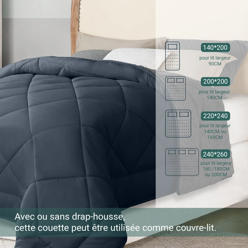 Couette réversible laine, été et hiver - Collection Sherpa