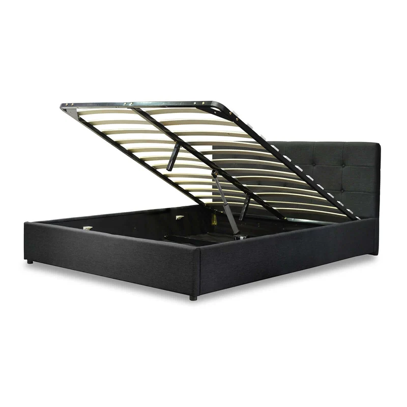Lit coffre électrique XXL avec tête de lit design en tissu - Collection Electro