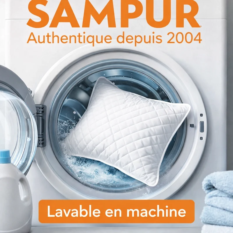 Oreiller moelleux, soutien cervical ergonomique, microfibre respirante - Collection Happy