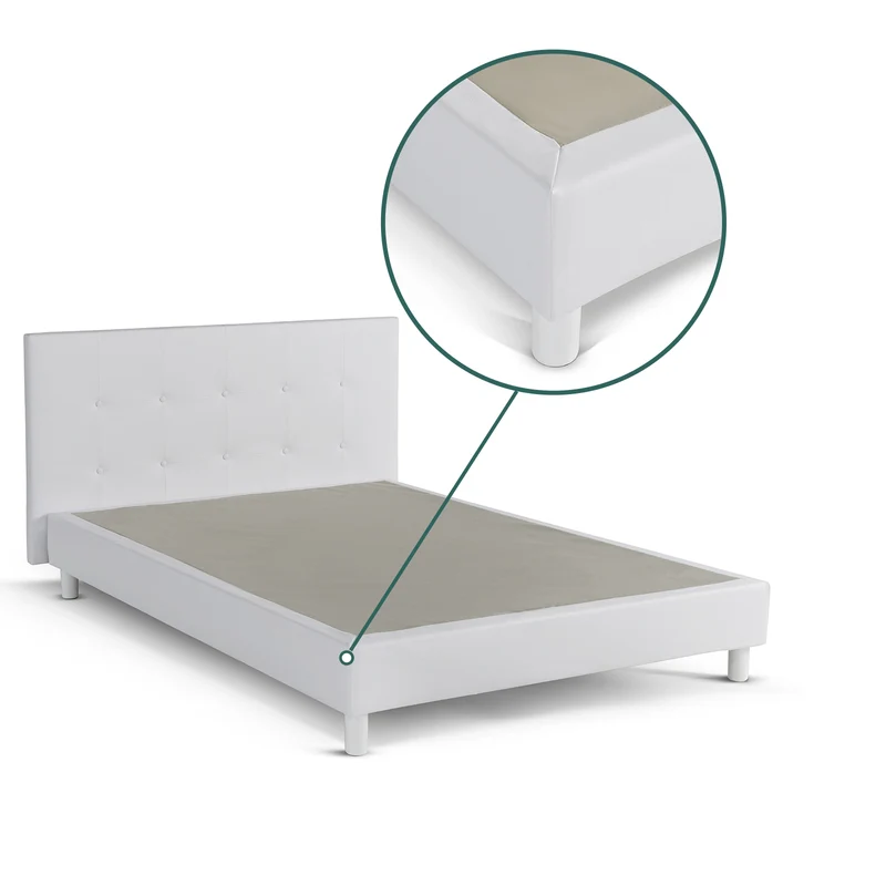 Lit capitonné contemporain en simili cuir avec sommier - Collection Triomphe