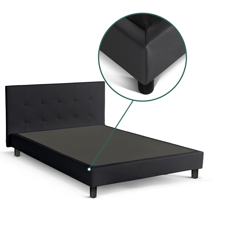 Lit capitonné contemporain en simili cuir avec sommier - Collection Triomphe