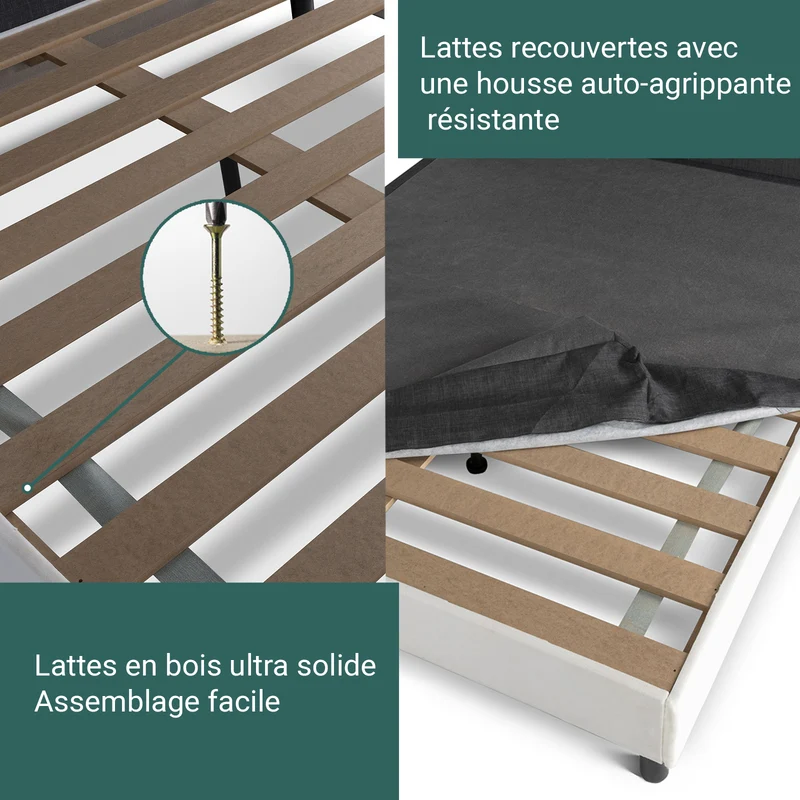 Lit capitonné contemporain en simili cuir avec sommier - Collection Triomphe