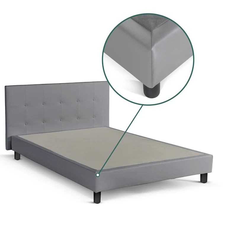 Lit capitonné contemporain en simili cuir avec sommier - Collection Triomphe