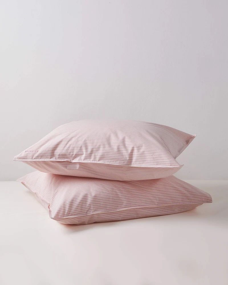 Kussensloop Set Katoen Streep Pink Ecru