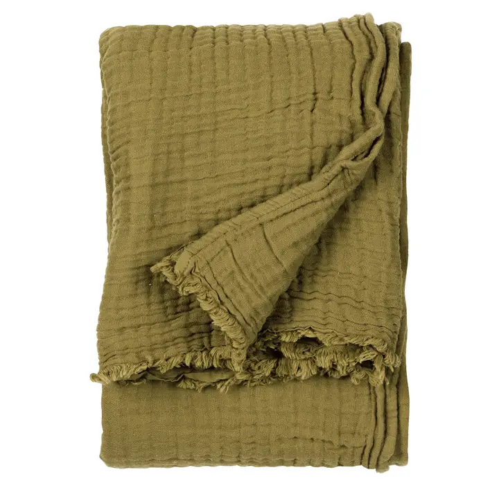 Wohnplaid Musselin Lark 130x180cm Olive