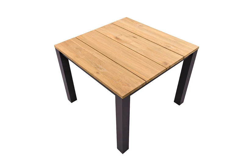 Zeo Living Gartentisch Everton 100 x 100 Teak/Edelstahl pulv.