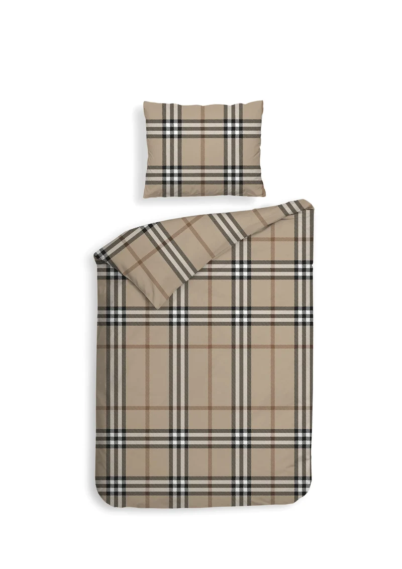 Heckett & Lane Bettwäsche Flanell Karo Beige