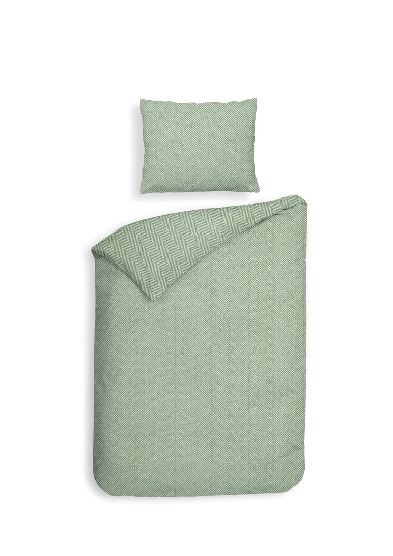 Heckett & Lane Flanell-Bettwäsche Set Spina Laurel Green
