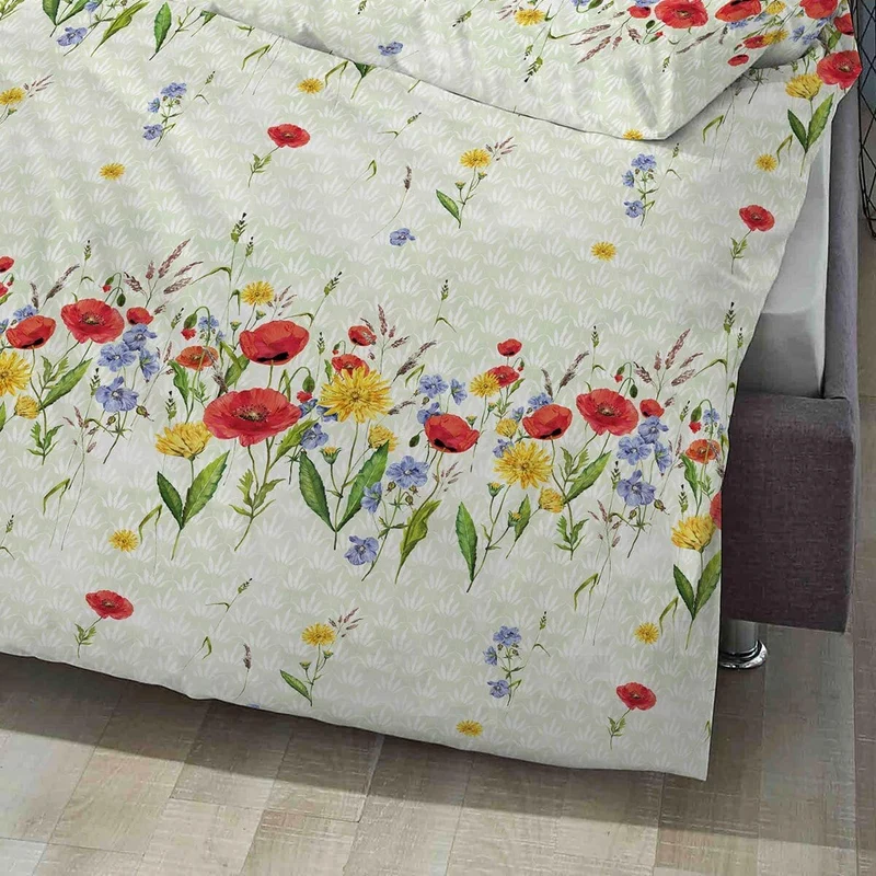 Biberna Soft-Seersucker Bettwäsche Blumenwiese