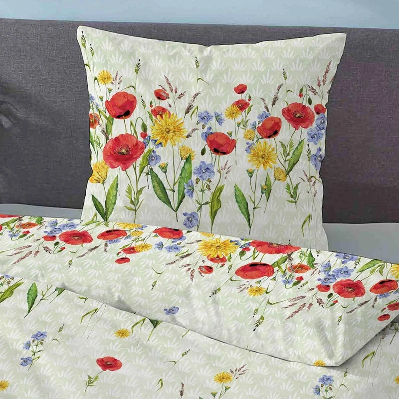 Biberna Soft-Seersucker Bettwäsche Blumenwiese