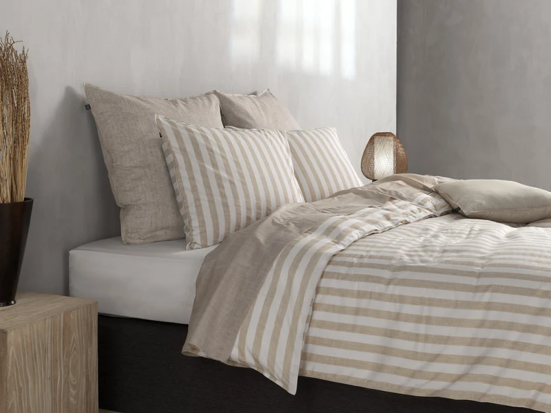 Zo! Home Bettwäsche Lino Streifen Sandy Beige