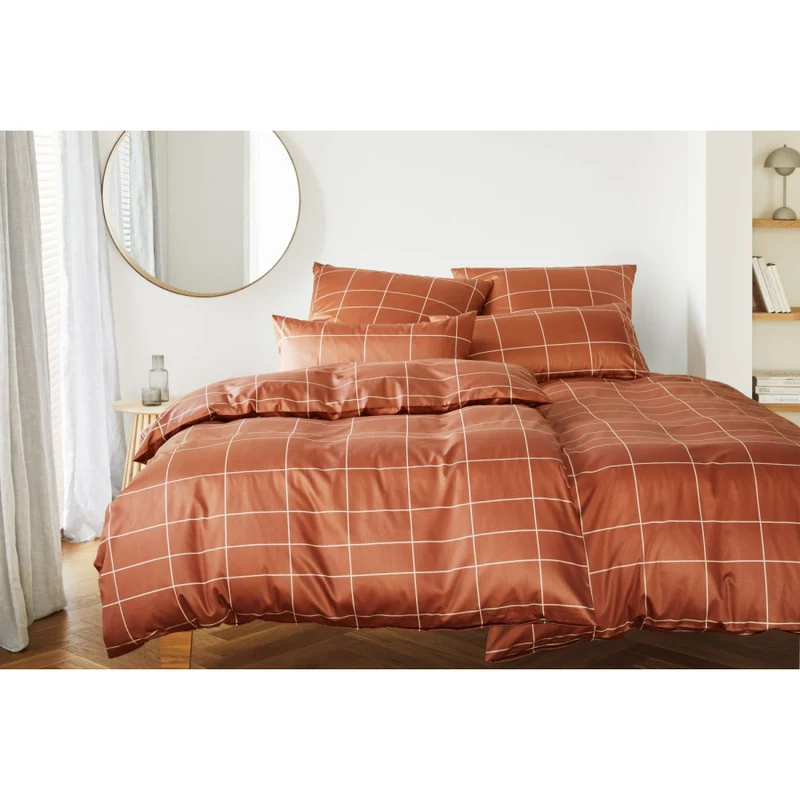 Elegante Mako-Satin Bettwäsche Cross Kupfer