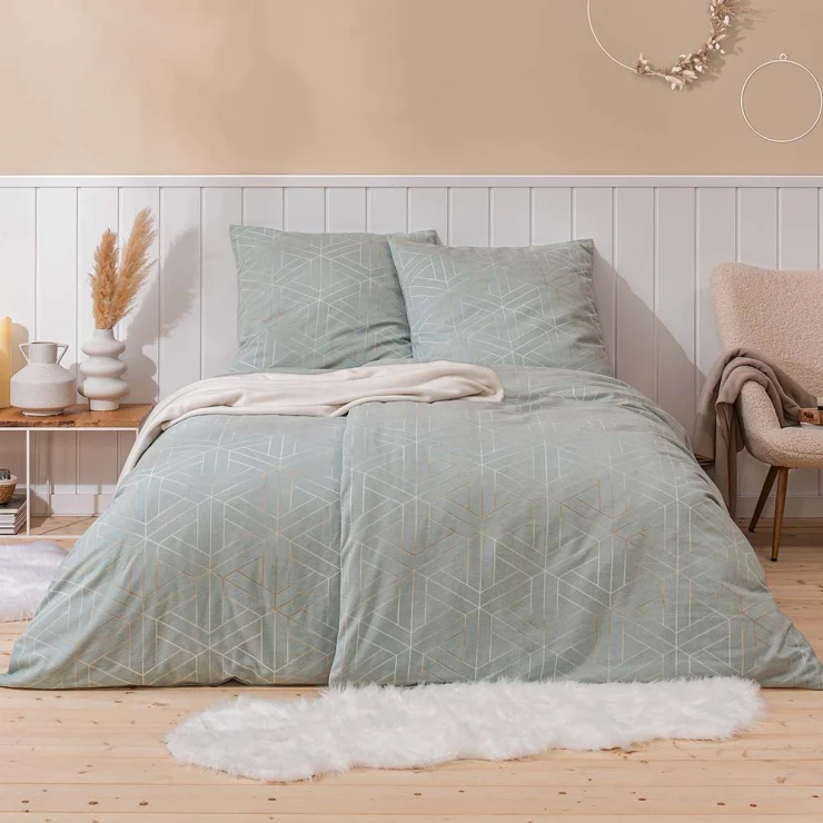 Estella Kuschelflanell Bettwäsche Tirolo Fb. Aquamarin