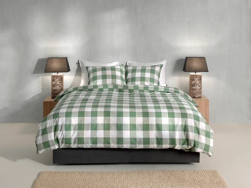 Zo!Home Baumwoll-Bettwäsche Kariert Moss Green