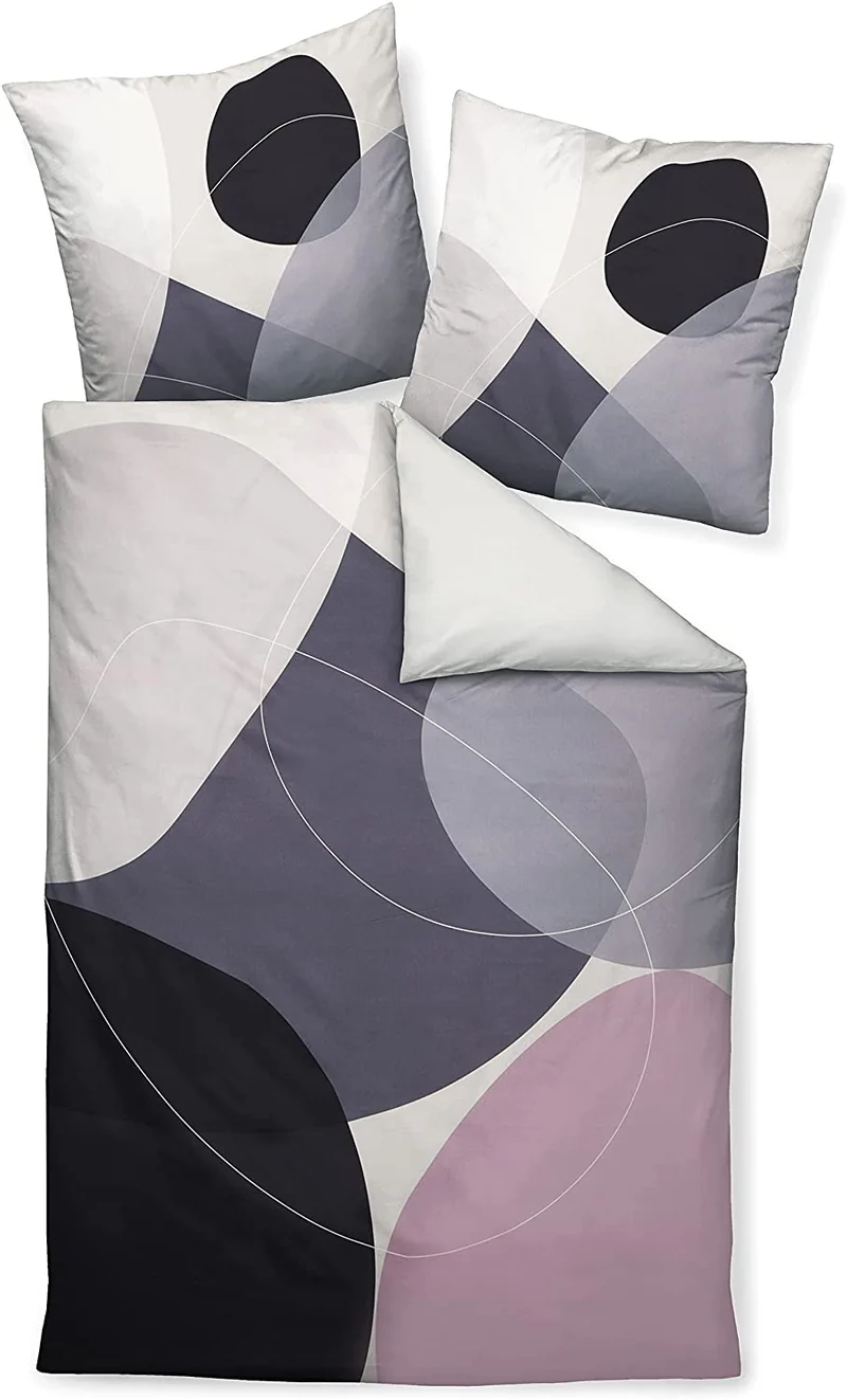 Janine Bettwäsche Mako-Satin Modern Art Schieferblau