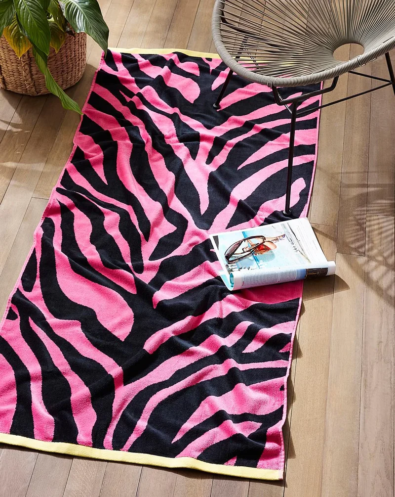 Zeo Living Strandtuch 100x180cm mit Zebra-Muster