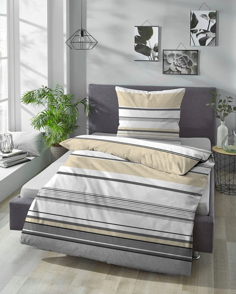 Castell Bettwäsche Satin Streifenmix gelb
