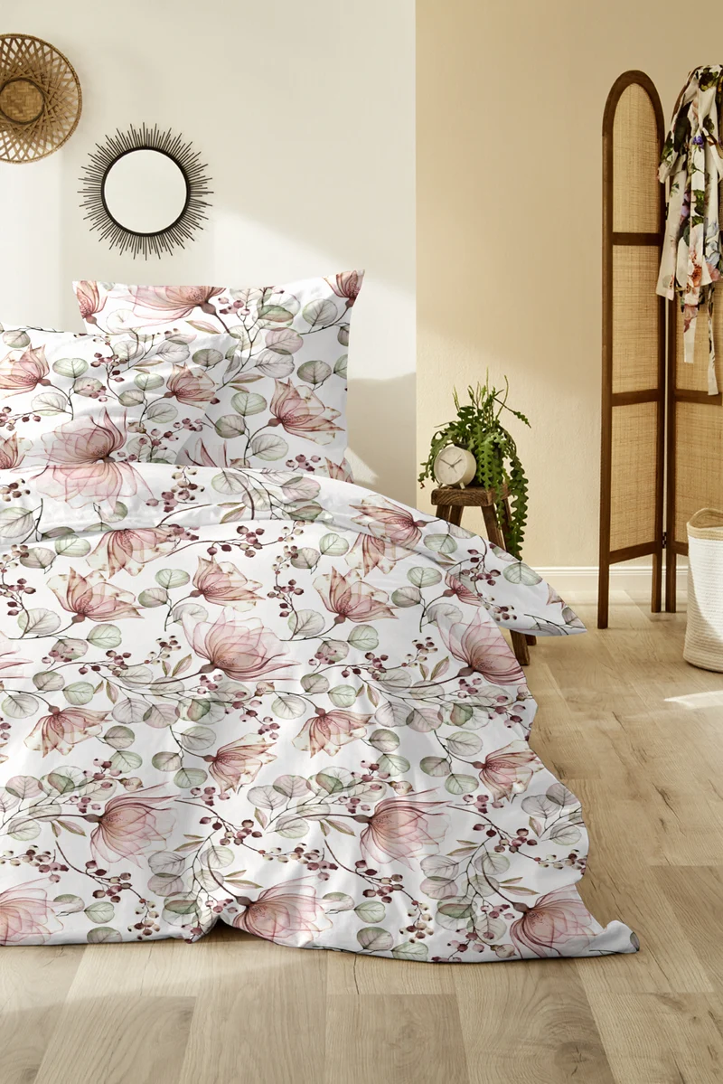 Zeo Living Bettwäsche Mako-Satin Blumen