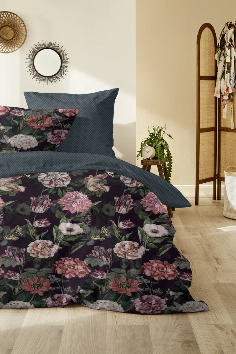 Zeo Living Bettwäsche Mako-Satin Blüten Herbst